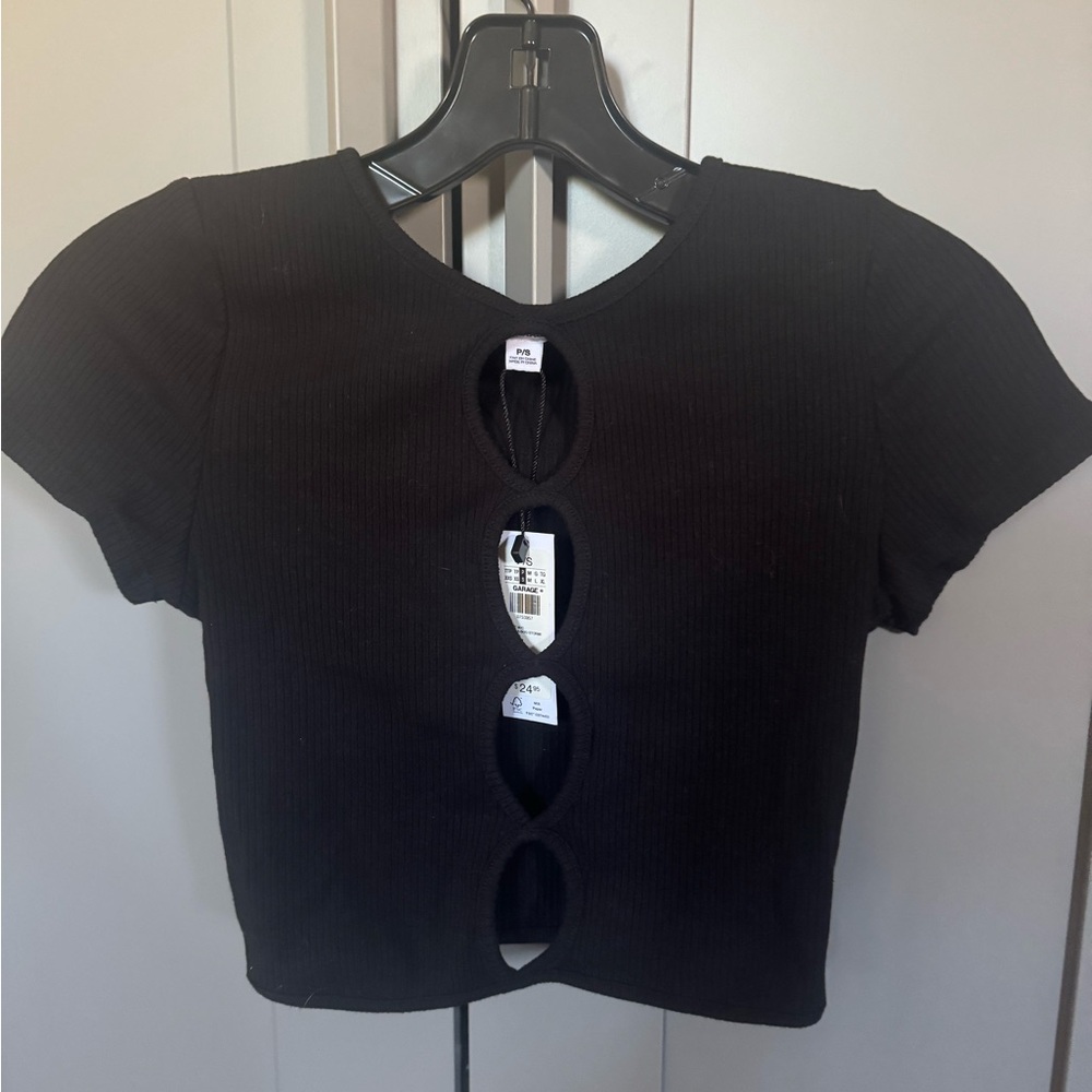 Garage Black Cut-Out Crop Top